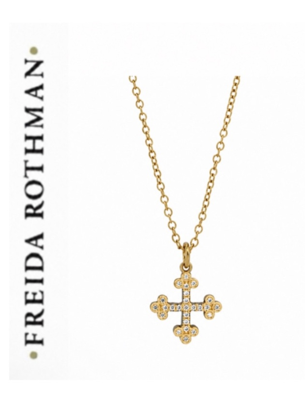 Freida Rothman Cross Necklace 925 Sterling Silver over 14k Gold